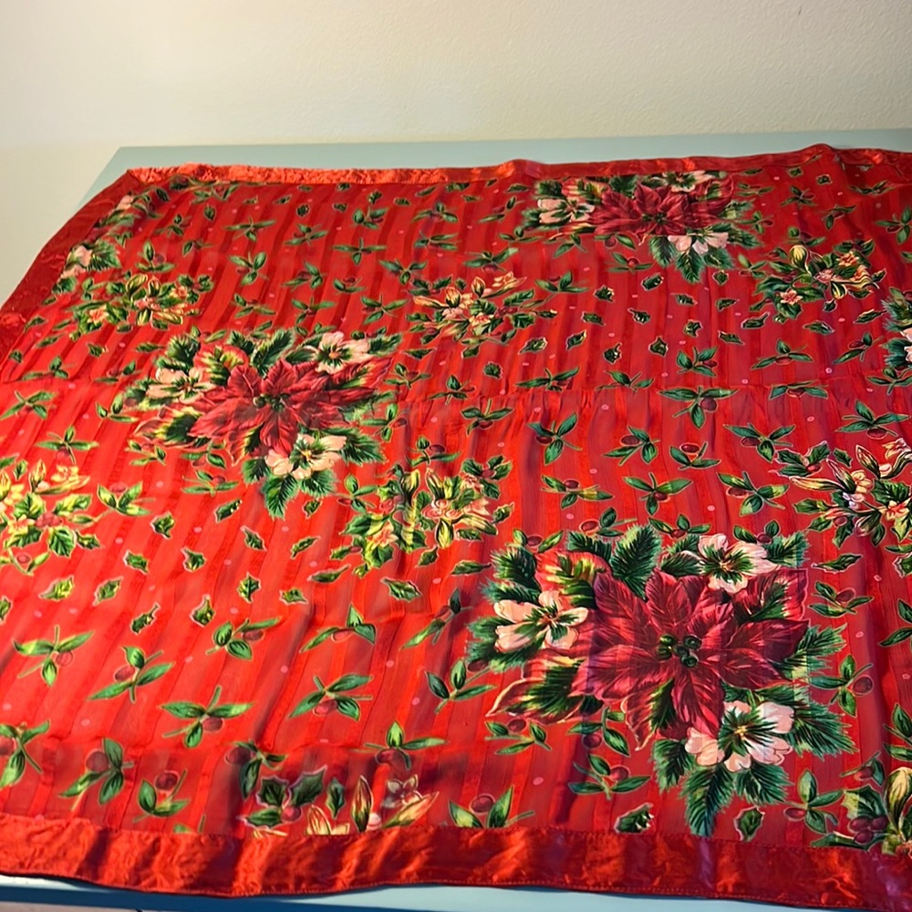 Scarf, 100% rayon chiffon with rayon satin trim, 34 inches x 36 inches